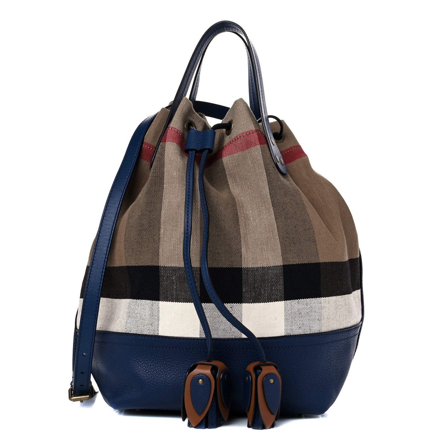 Grainy Calfskin House Check Canvas Heston Crossbody Blue