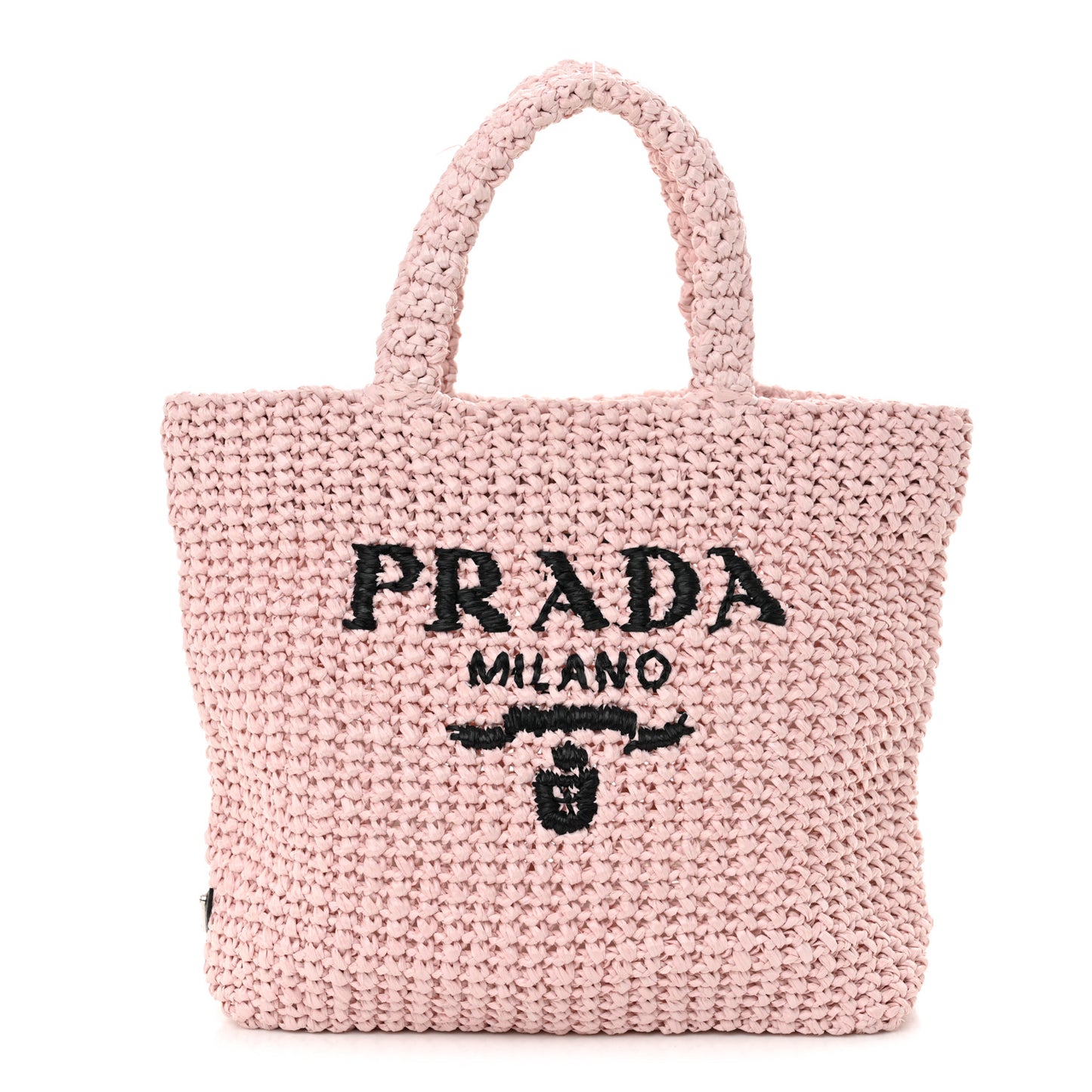 Yarn Raffia Effect Crochet Small Logo Tote Alabastro