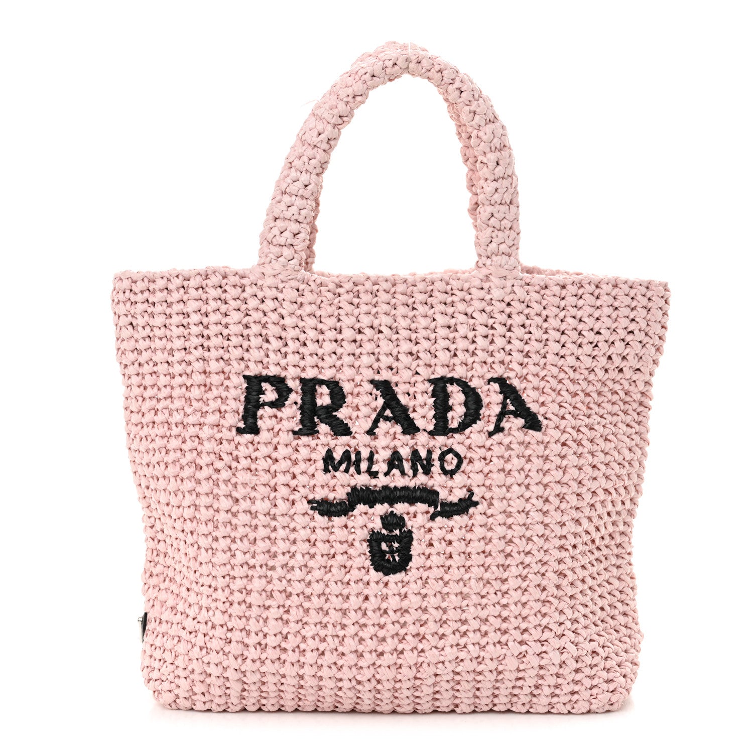 Prada Yarn Raffia Effect Crochet Small Logo Tote Alabastro 1 of 11