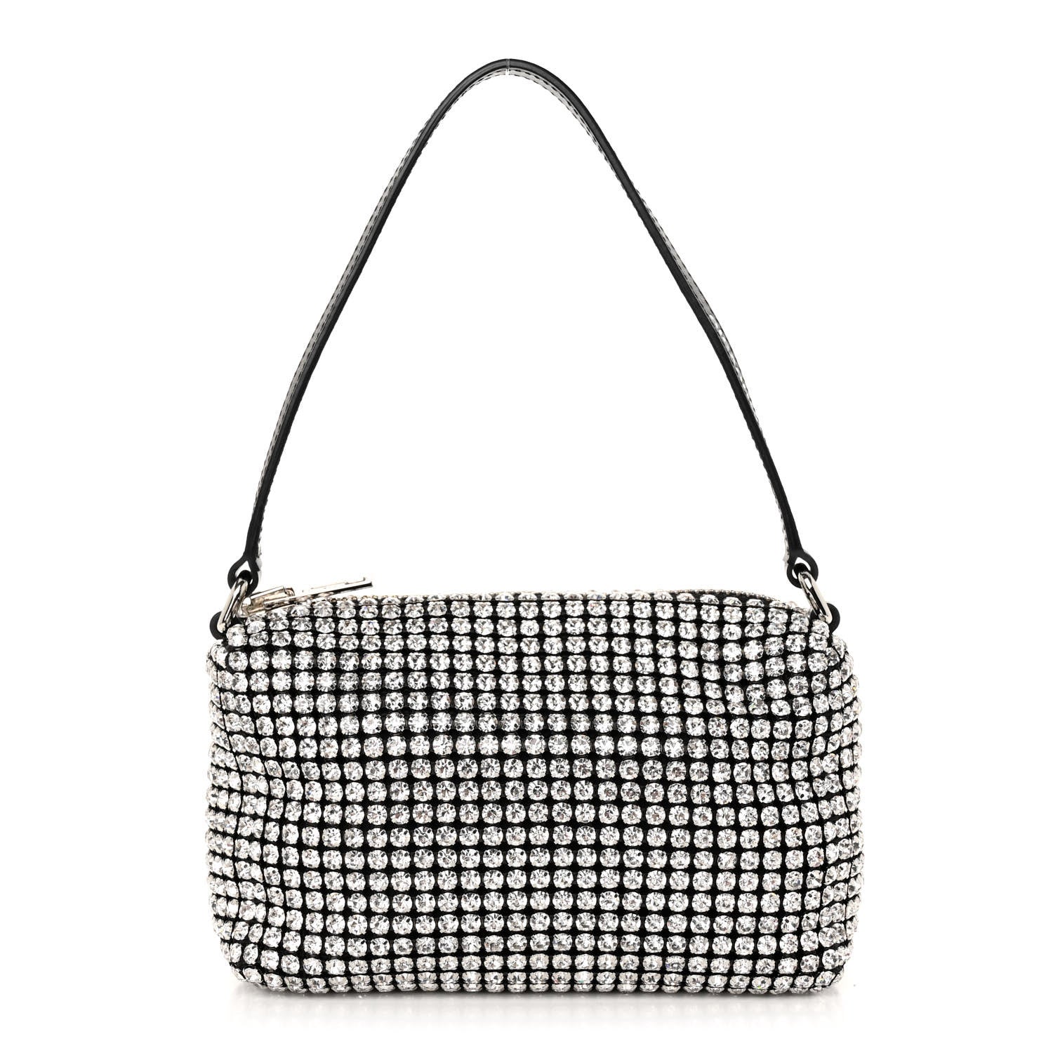 Alexander Wang Mesh Crystal Rhinestone Mini Heiress Pouch Black Silver 2 of 10