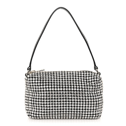 Alexander Wang Mesh Crystal Rhinestone Mini Heiress Pouch Black Silver 2 of 10