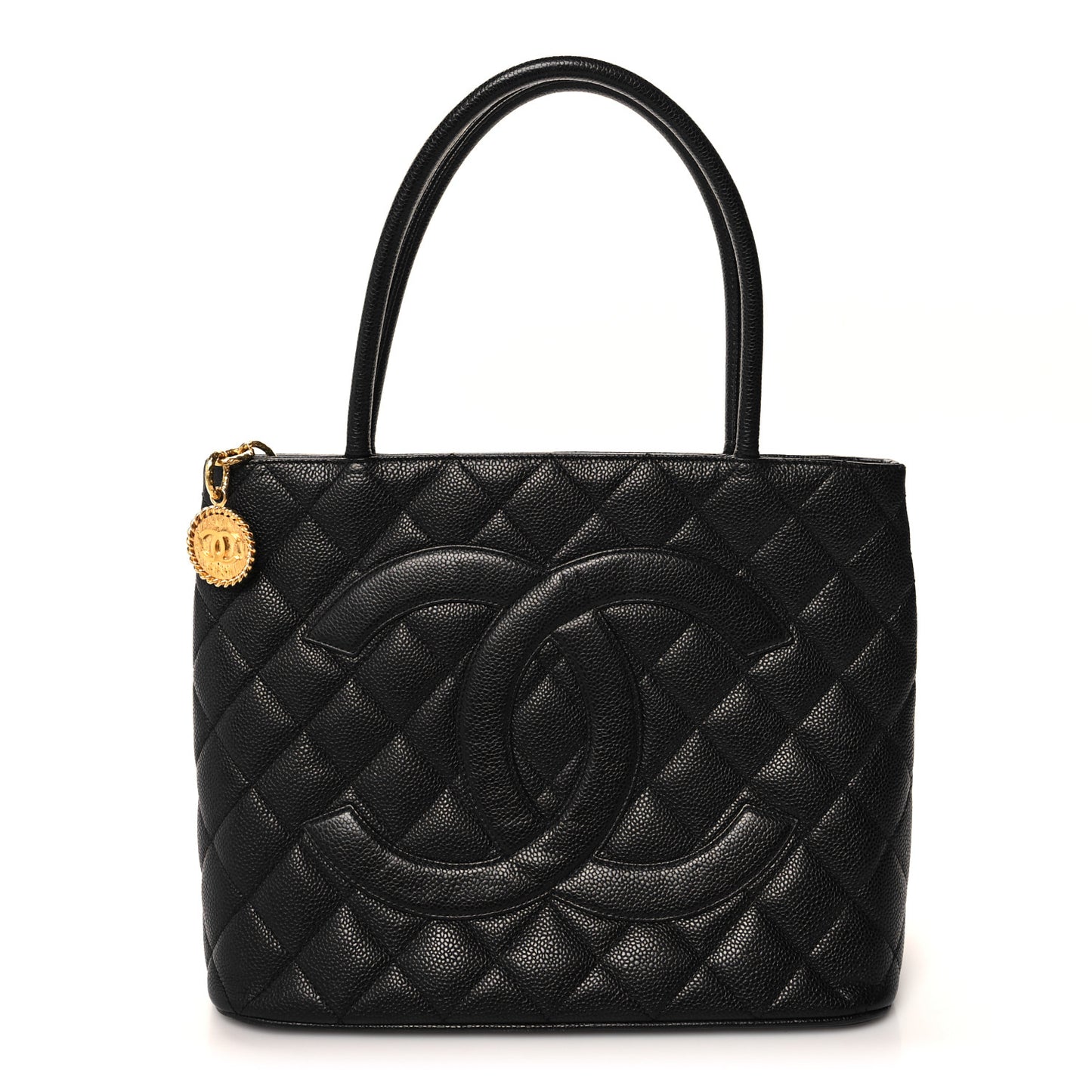 Caviar Quilted Medallion Tote Black