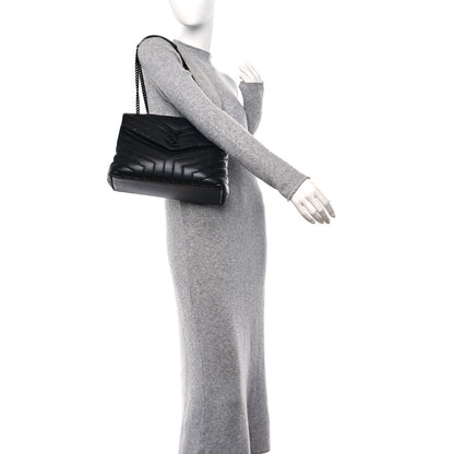 Saint Laurent Calfskin Y Quilted Monogram Monochrome Medium Loulou Chain Satchel Black 2 of 12