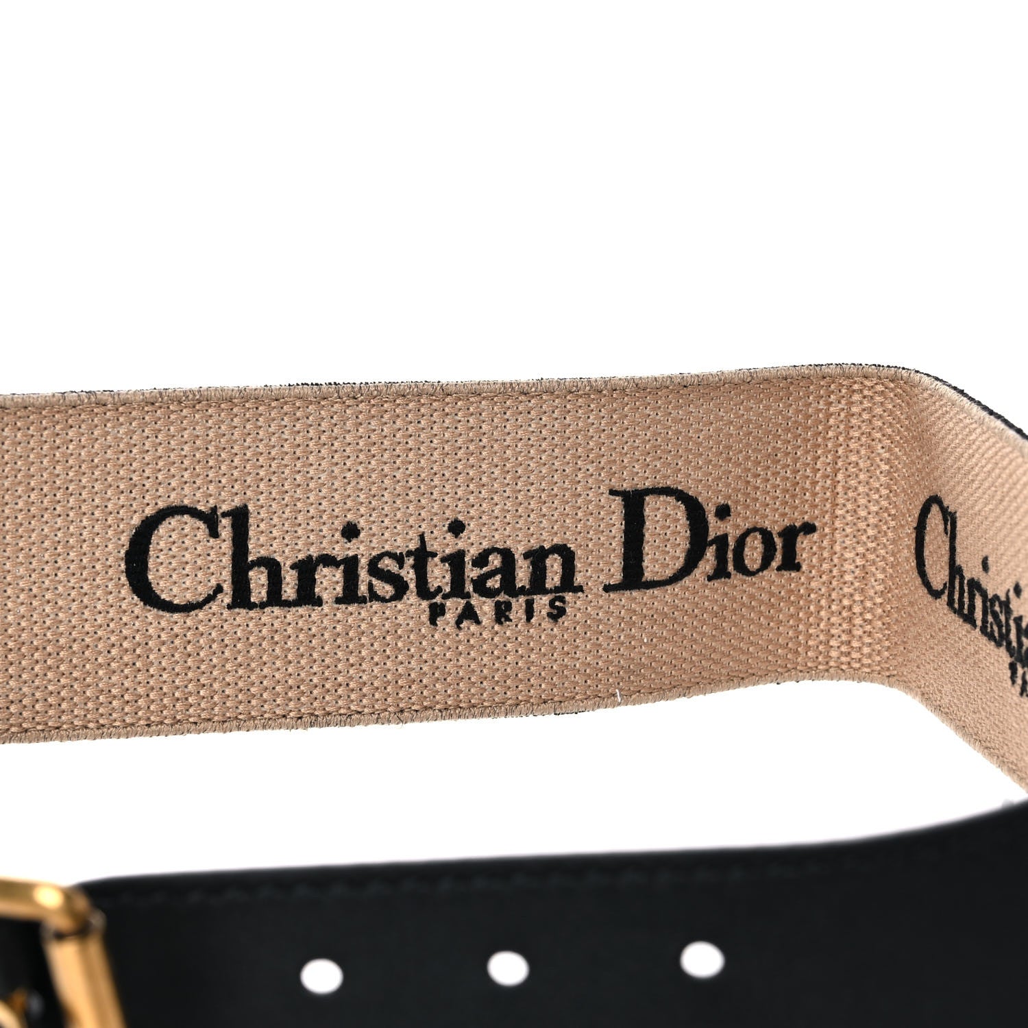 Christian Dior Canvas Embroidered Belt 80 32 Black Beige 3 of 5
