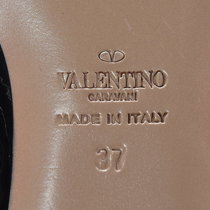 Valentino Garavani Patent Rockstud Cage Ballerina Flats 37 Black Poudre 6 of 14