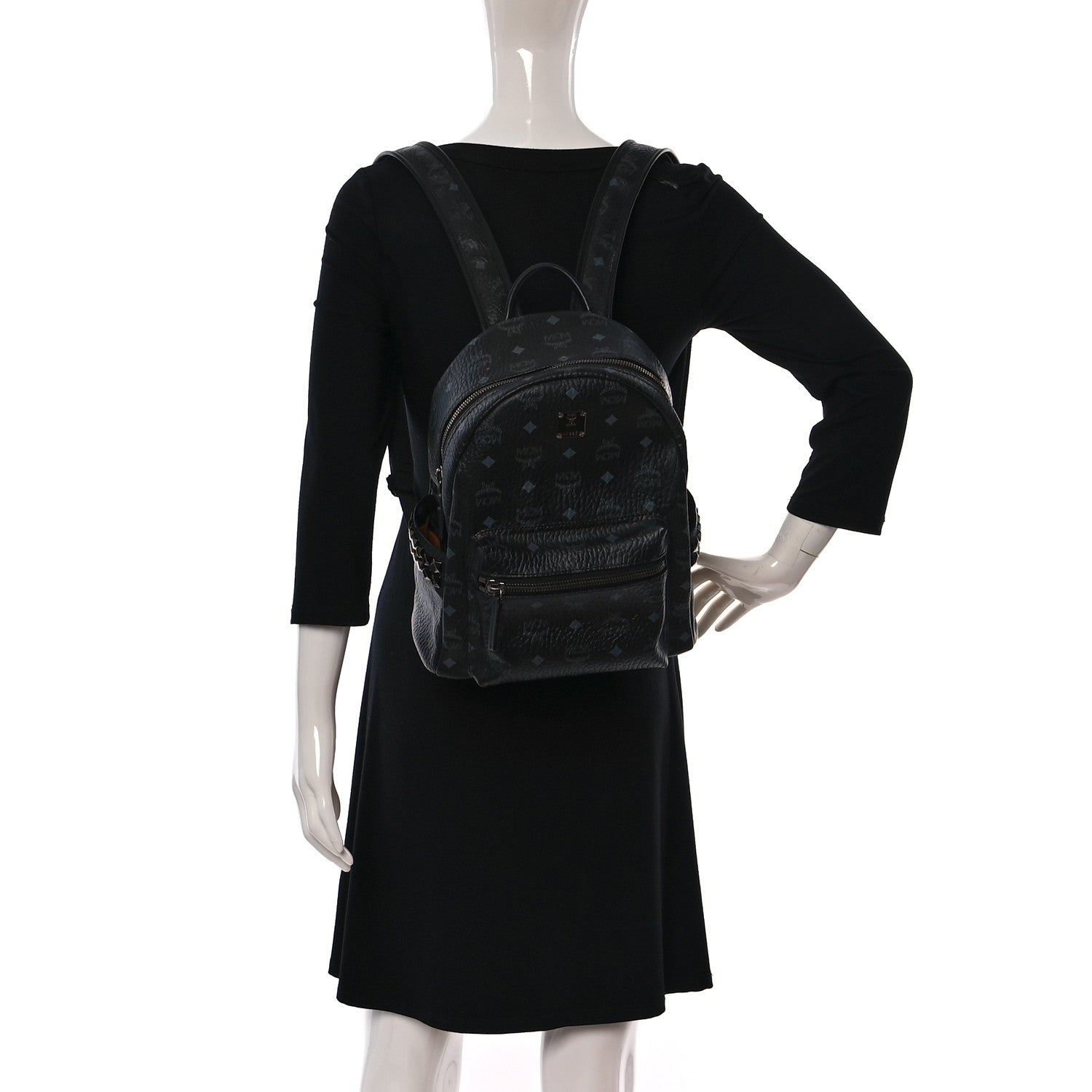 MCM Visetos Small Side Stud Stark Backpack Black 2 of 9