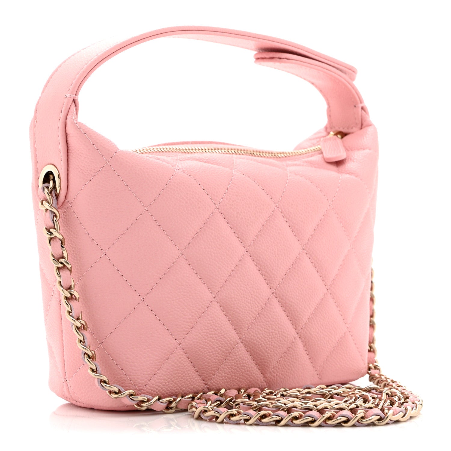 Chanel Caviar Quilted Hobo Clutch With Chain Pink 2 of 10