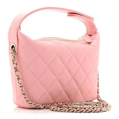 Chanel Caviar Quilted Hobo Clutch With Chain Pink 2 of 10