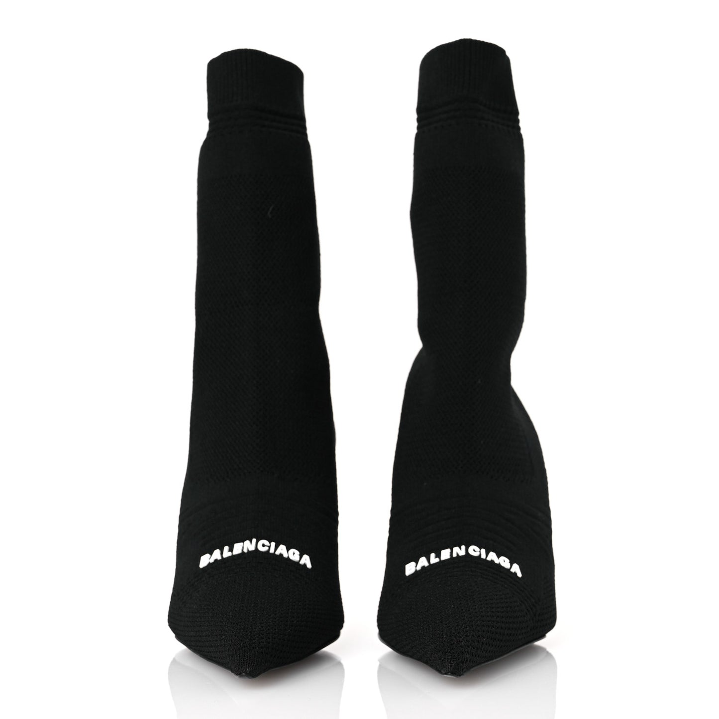 Textured Recycled Knit Logo Extreme Pointed Toe Knife 2.0 Booties 36 Black