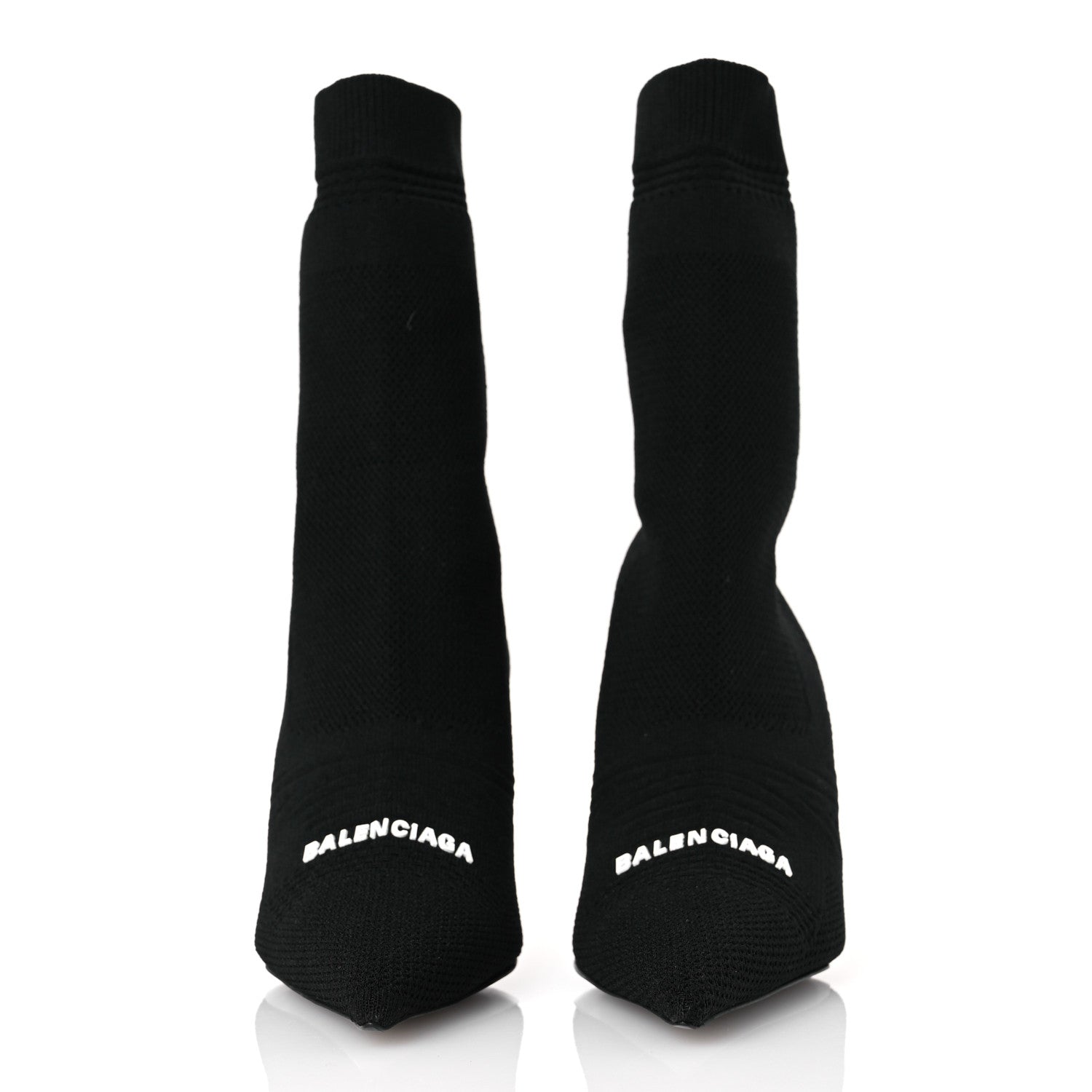 Balenciaga Textured Recycled Knit Logo Extreme Pointed Toe Knife 2.0 Booties 36 Black 3 of 10