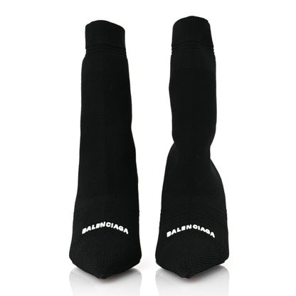 Balenciaga Textured Recycled Knit Logo Extreme Pointed Toe Knife 2.0 Booties 36 Black 3 of 10