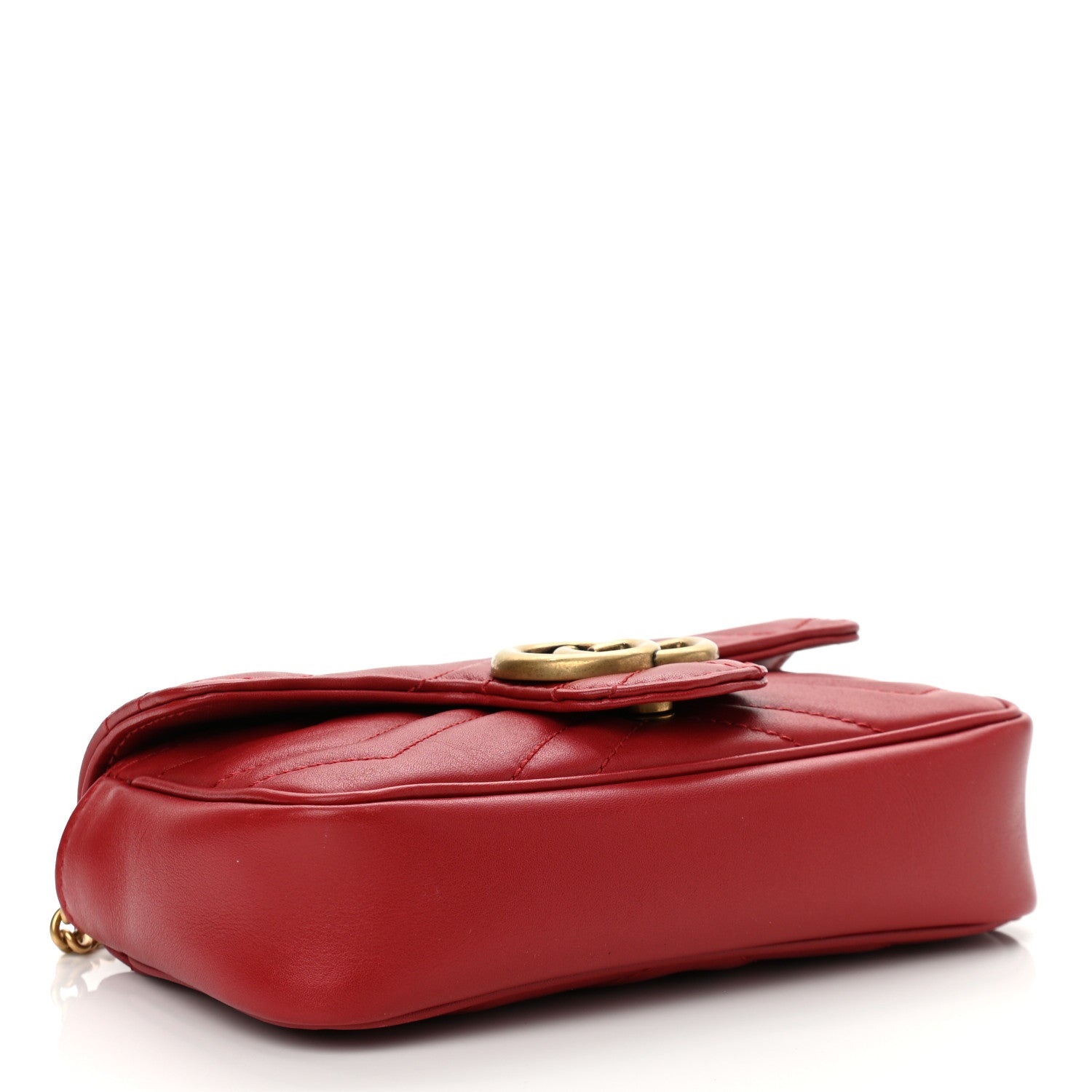 Gucci Calfskin Matelasse Super Mini GG Marmont Shoulder Bag Hibiscus Red 4 of 11