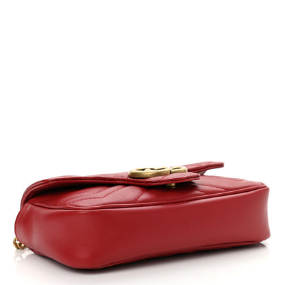 Gucci Calfskin Matelasse Super Mini GG Marmont Shoulder Bag Hibiscus Red 4 of 11