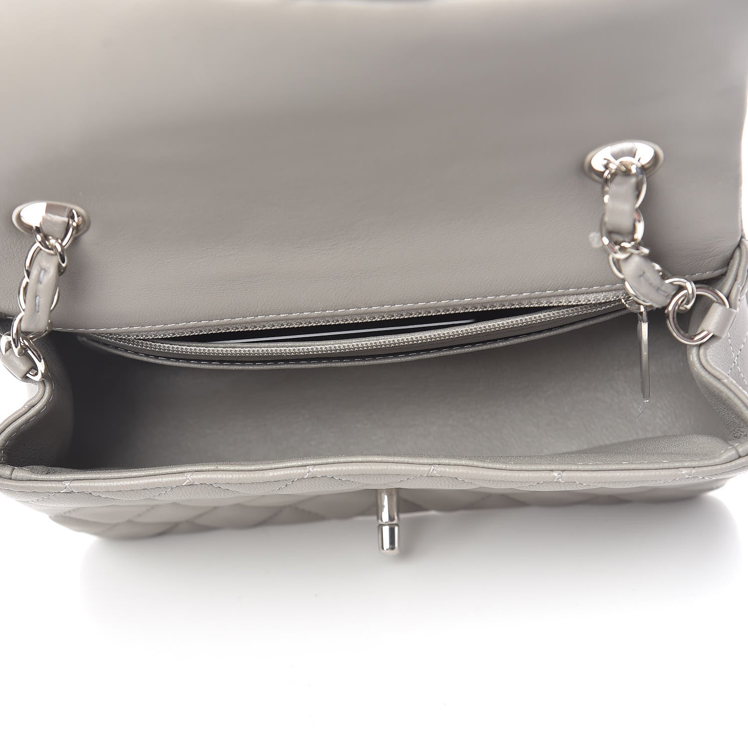Chanel Lambskin Quilted Mini Rectangular Flap Grey 5 of 11