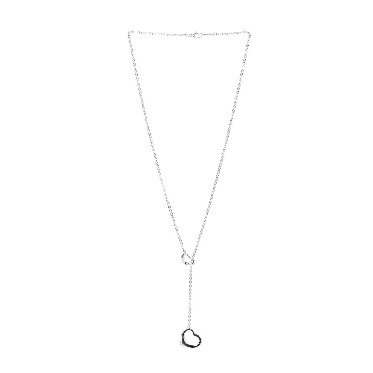 Tiffany Sterling Silver Elsa Peretti Open Heart Lariat Necklace 2 of 7