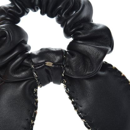 Chanel Lambskin Chain CC Hair Bow Tie Black Gold 3 of 4