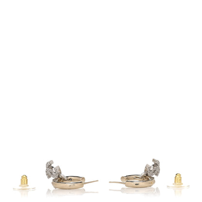 Chanel Metal Crystal CC Hoop Drop Earrings Gold 3 of 4