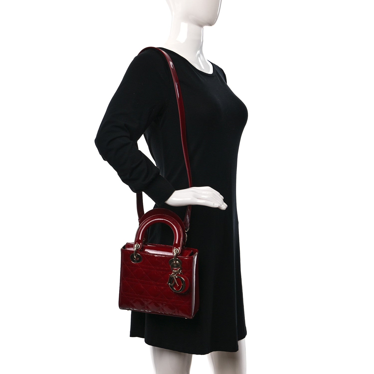 Christian Dior Patent Cannage Small Lady Dior Cherry Red 3 of 8