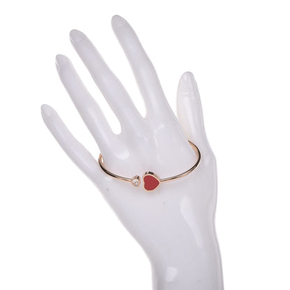 Chopard 18K Rose Gold Diamond Happy Hearts Bangle Bracelet Red 2 of 8