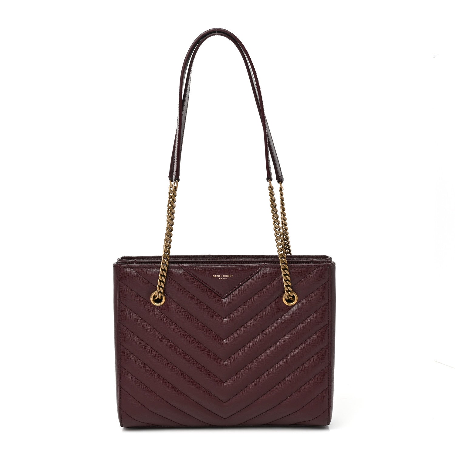 Saint Laurent Grain de Poudre Matelasse Chevron Small Tribeca Shopping Bag Rouge Legoin 1 of 9