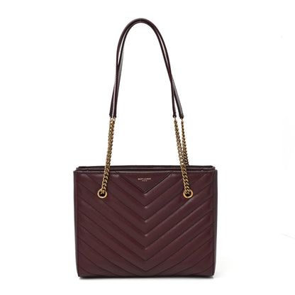 Saint Laurent Grain de Poudre Matelasse Chevron Small Tribeca Shopping Bag Rouge Legoin 1 of 9