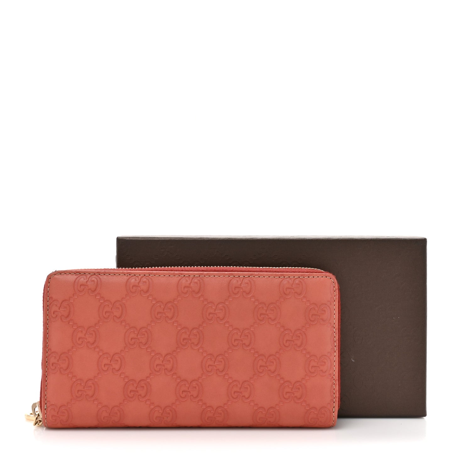 Guccissima GG Pierce Zip Around Wallet Coral