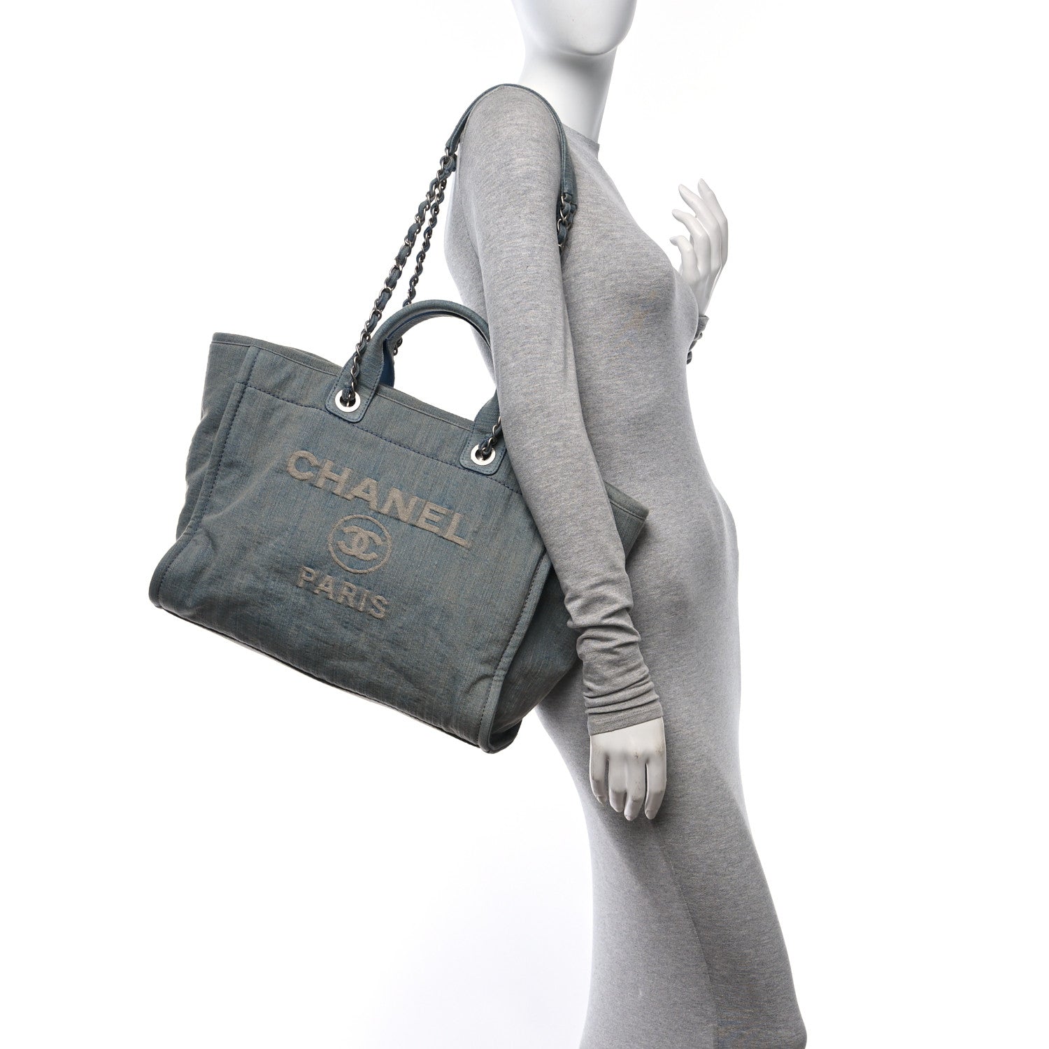 Chanel Denim Medium Deauville Tote Light Blue 2 of 12