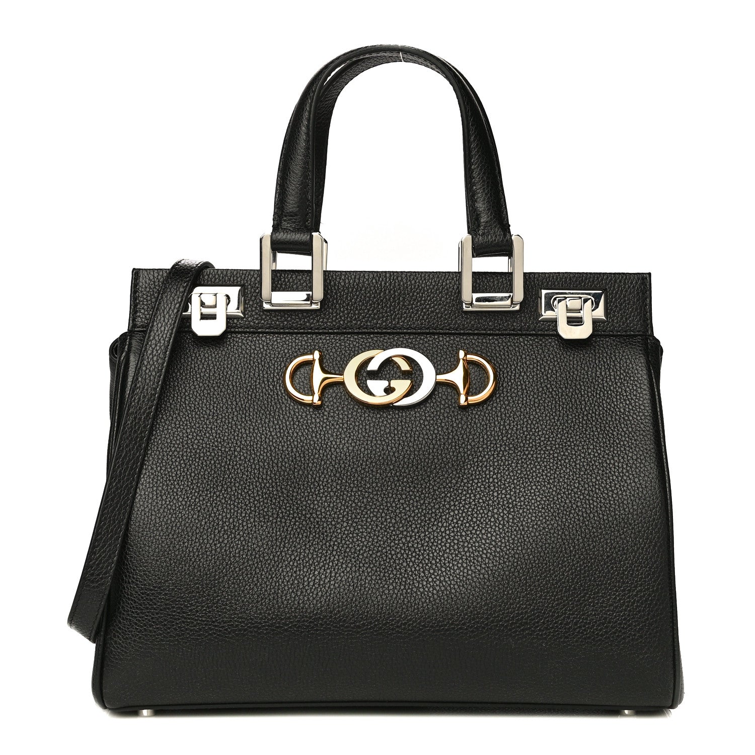 Gucci Grainy Calfskin Small Zumi Top Handle Bag Black 1 of 11