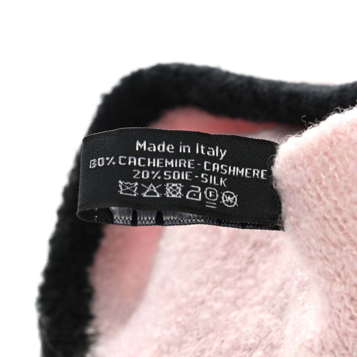 Chanel Cashmere Silk CC Beanie Hat Pink Black 6 of 6