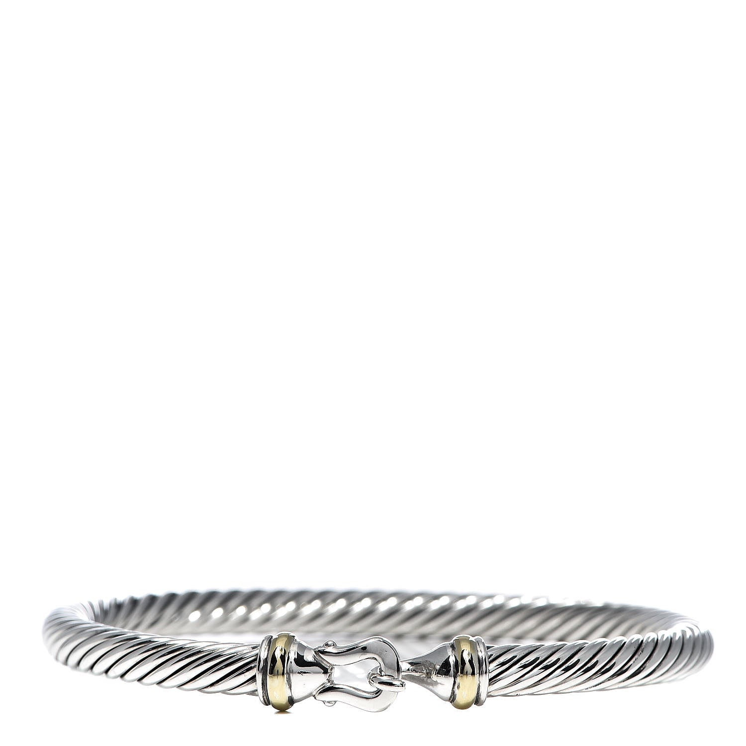 David Yurman Sterling Silver 18K Yellow Gold 5mm Cable Classic Buckle Bracelet 1 of 5