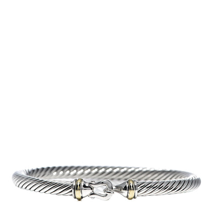 David Yurman Sterling Silver 18K Yellow Gold 5mm Cable Classic Buckle Bracelet 1 of 5