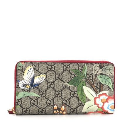Gucci GG Supreme Monogram Tian Zip Around Wallet Beige Multicolor Red 1 of 7