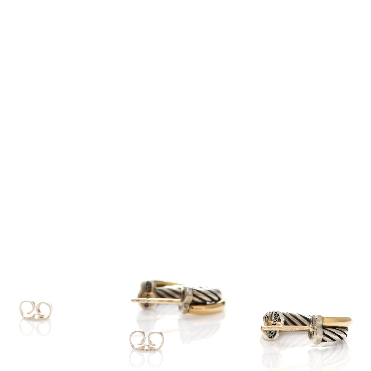 Sterling Silver 18K Yellow Gold 17mm Crossover Cable Hoop Earrings