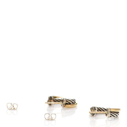 David Yurman Sterling Silver 18K Yellow Gold 17mm Crossover Cable Hoop Earrings 3 of 6