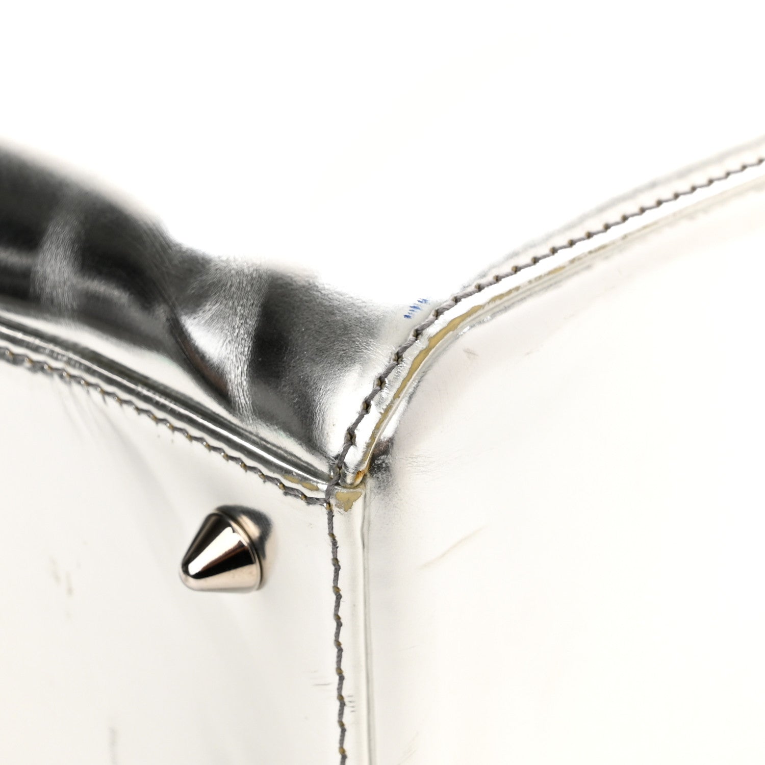Christian Dior Metallic Patent Calfskin Medium Lady Dior Silver 14 of 15