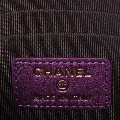 Chanel Iridescent Lambskin Quilted Mini Wallet On Chain WOC Purple 6 of 12