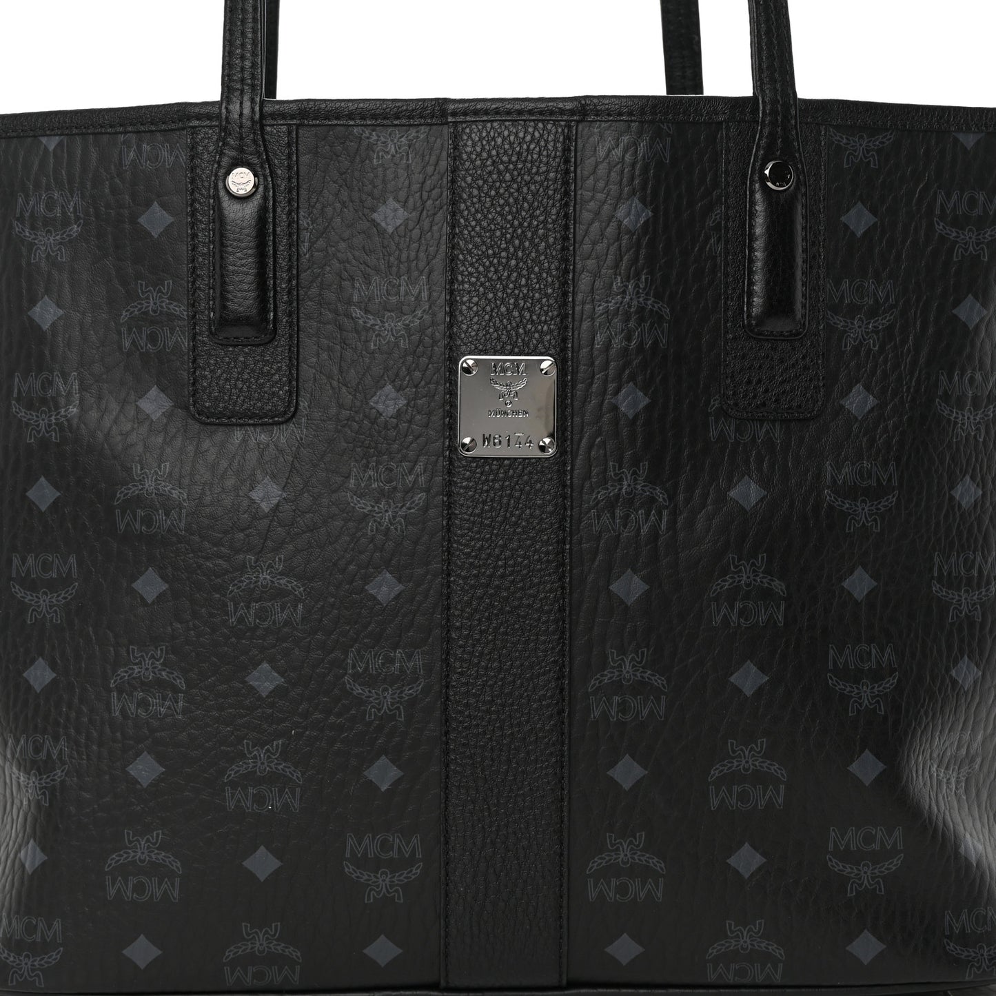 Grained Calfskin Visetos Medium Liz Reversible Shopper Tote Black
