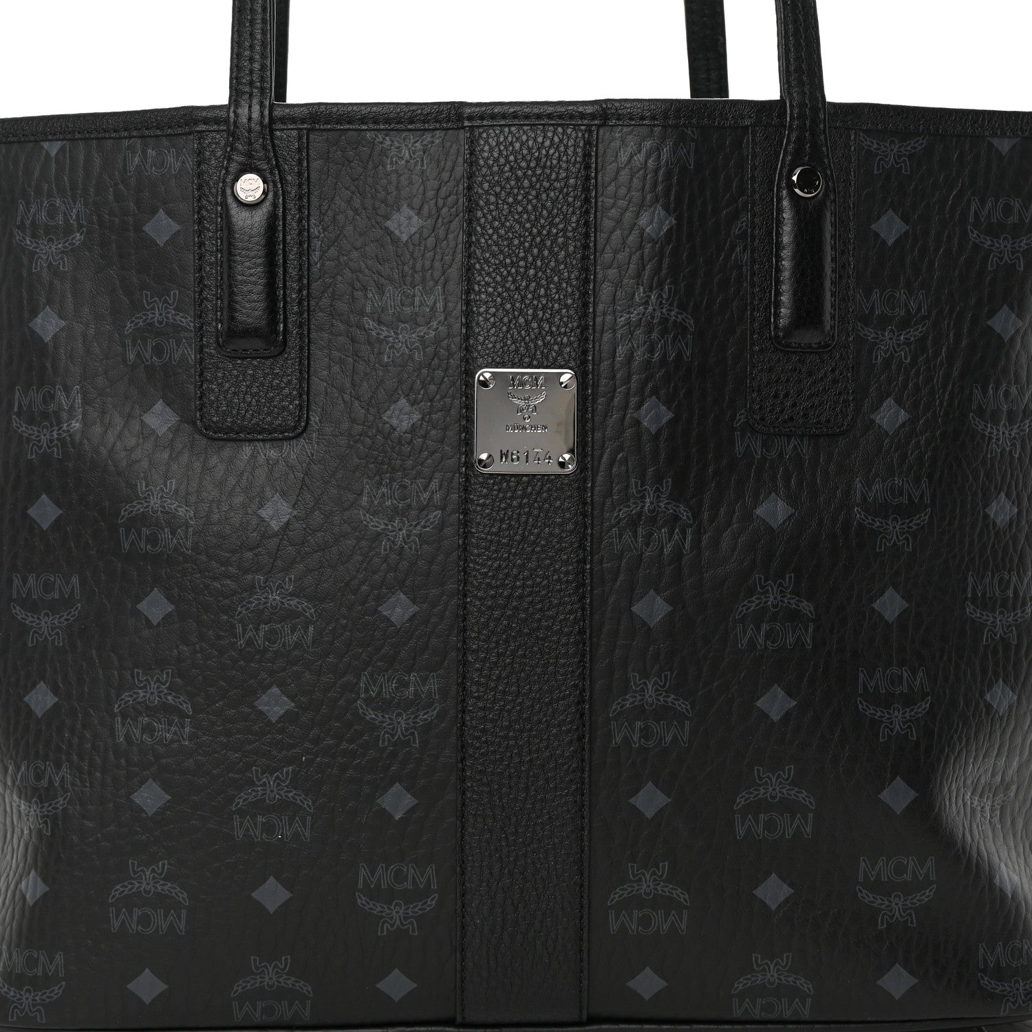 MCM Grained Calfskin Visetos Medium Liz Reversible Shopper Tote Black 10 of 15