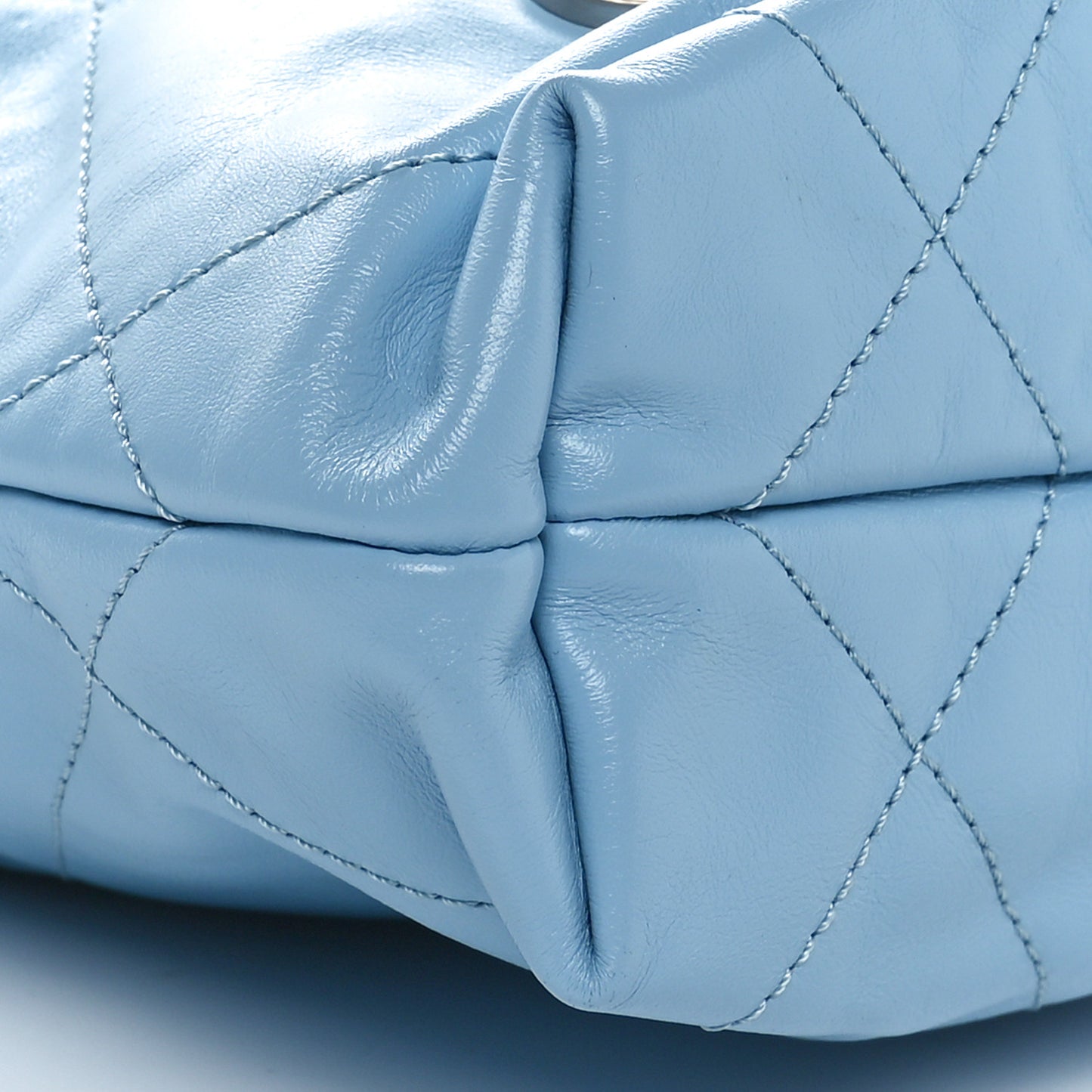 Shiny Calfskin Quilted Mini Chanel 22 Light Blue