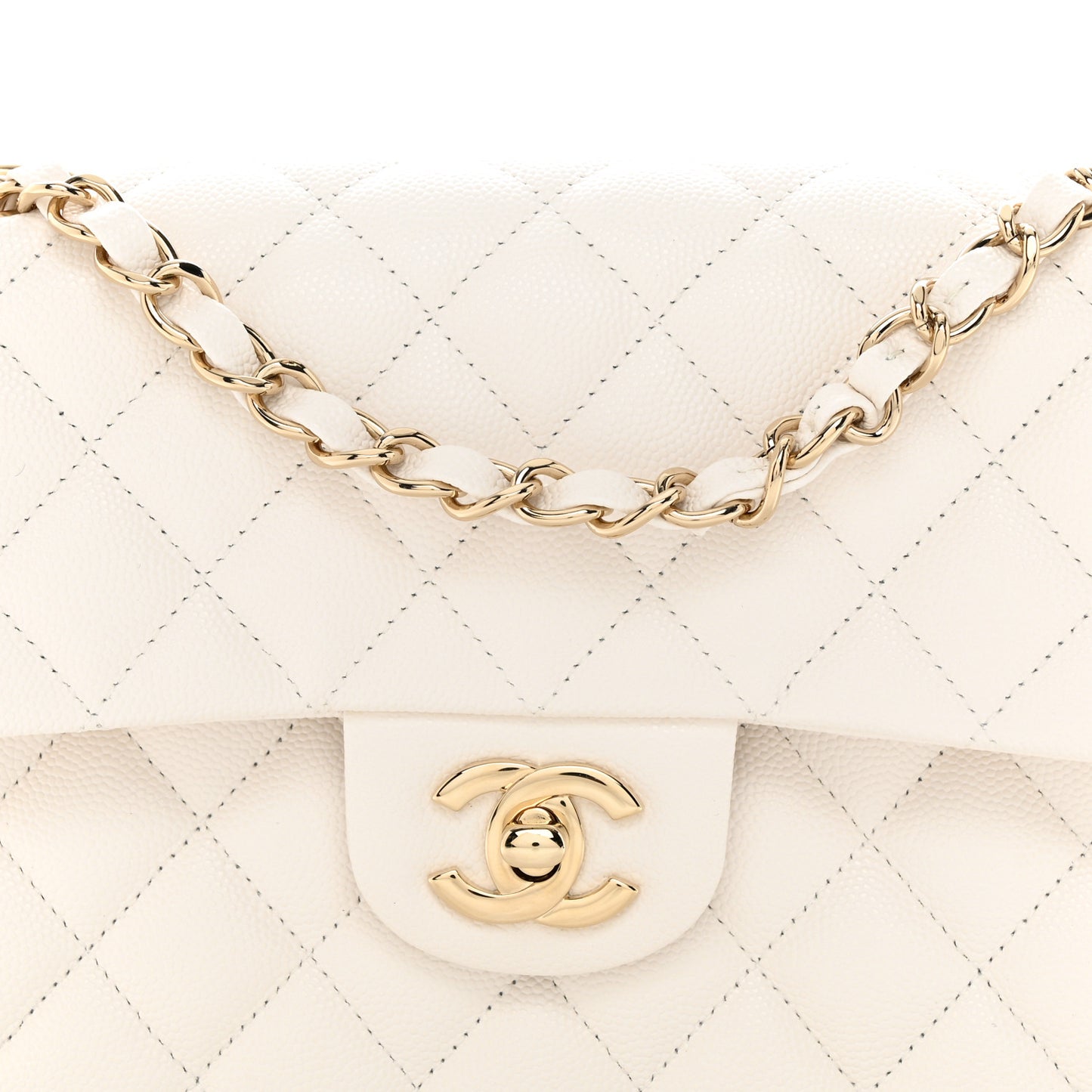 Caviar Quilted Small Double Flap White