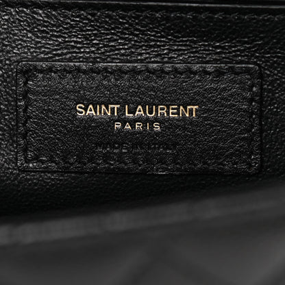 Saint Laurent Grain De Poudre Textured Mixed Matelasse Triquilt Medium Monogram Satchel Black 6 of 10
