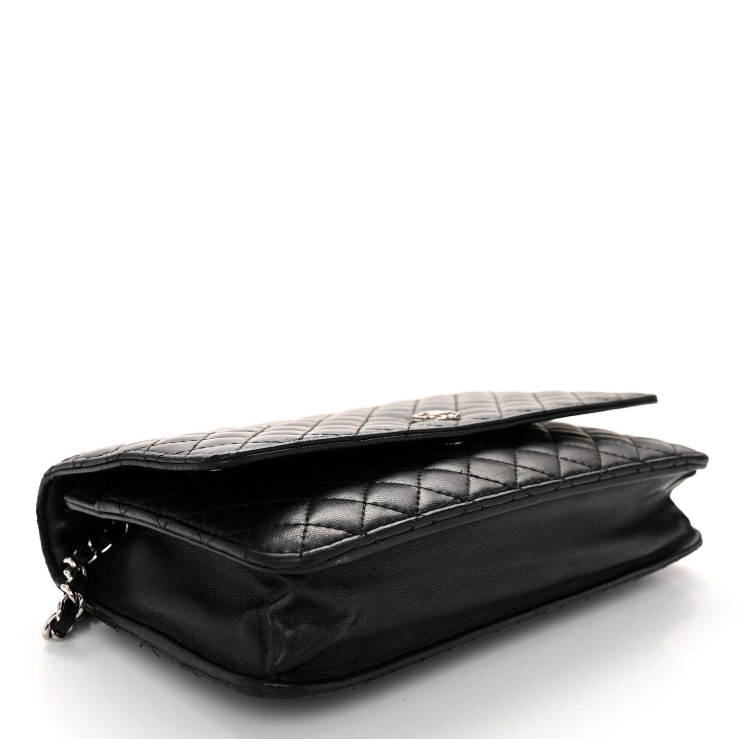 Lambskin Micro Quilted Wallet On Chain WOC Black