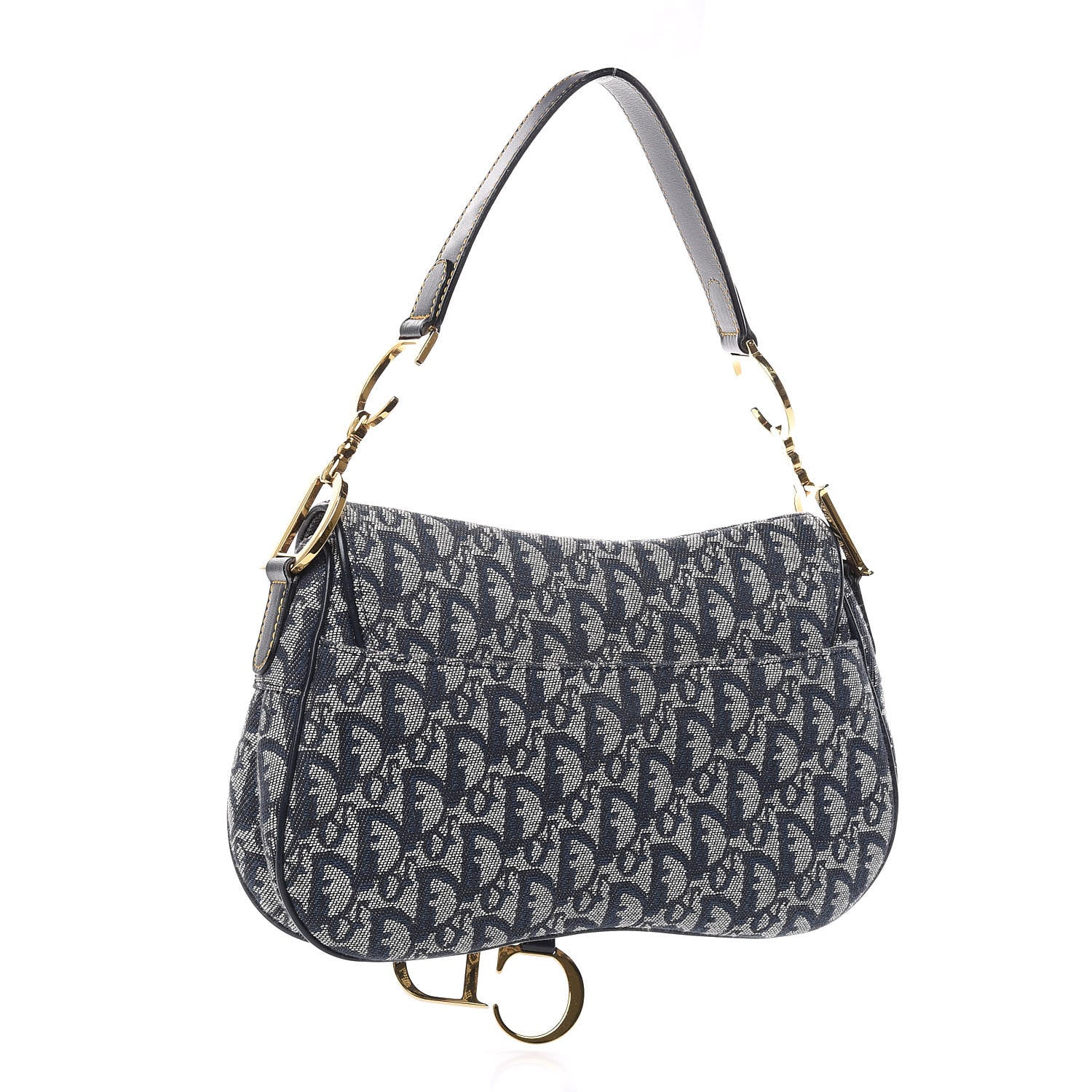 Christian Dior Monogram Double Saddle Bag Navy Blue 3 of 13