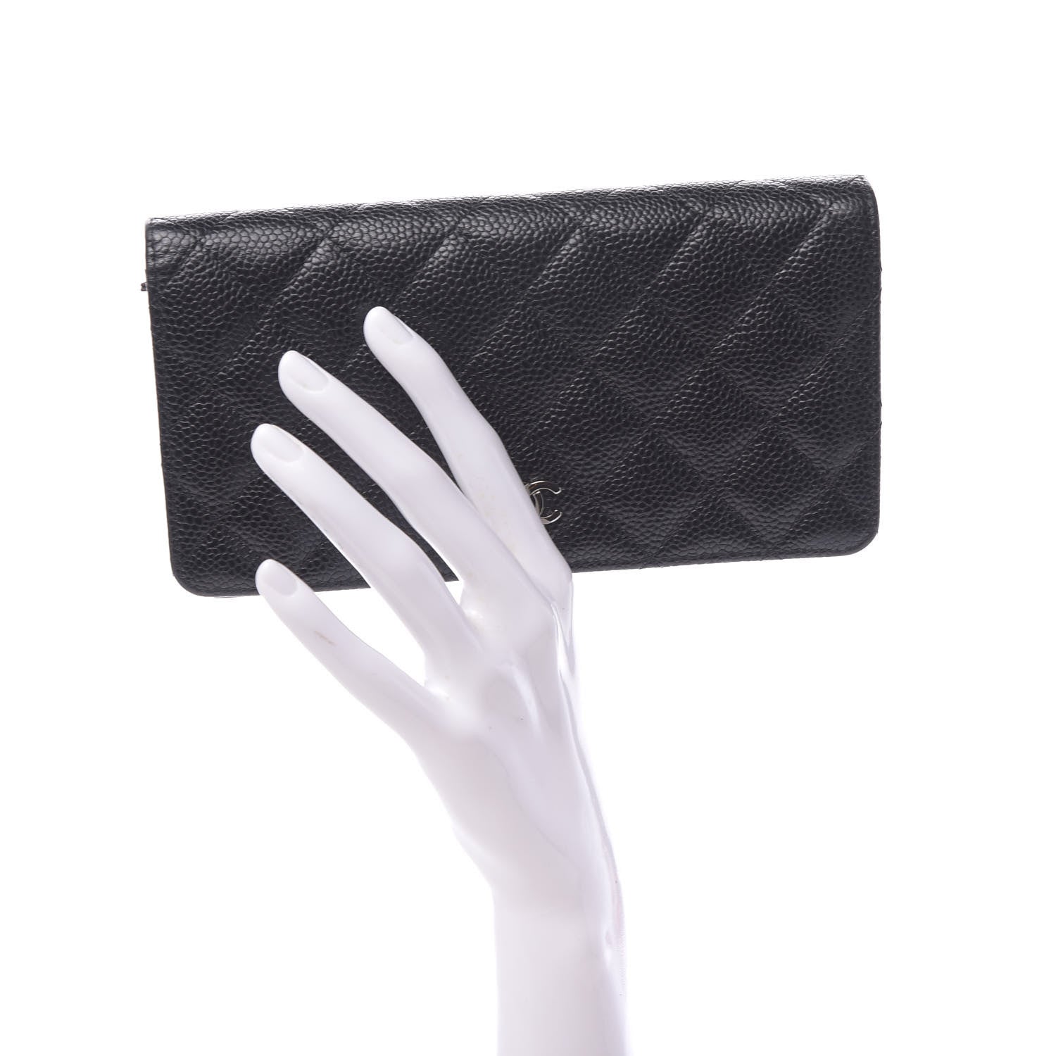 Chanel Caviar Quilted Yen Wallet Black 2 of 9