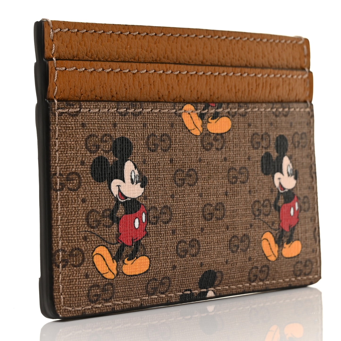 X DISNEY Mini Vintage GG Supreme Monogram Mickey Mouse Card Holder Beige Vintage Sun Oil