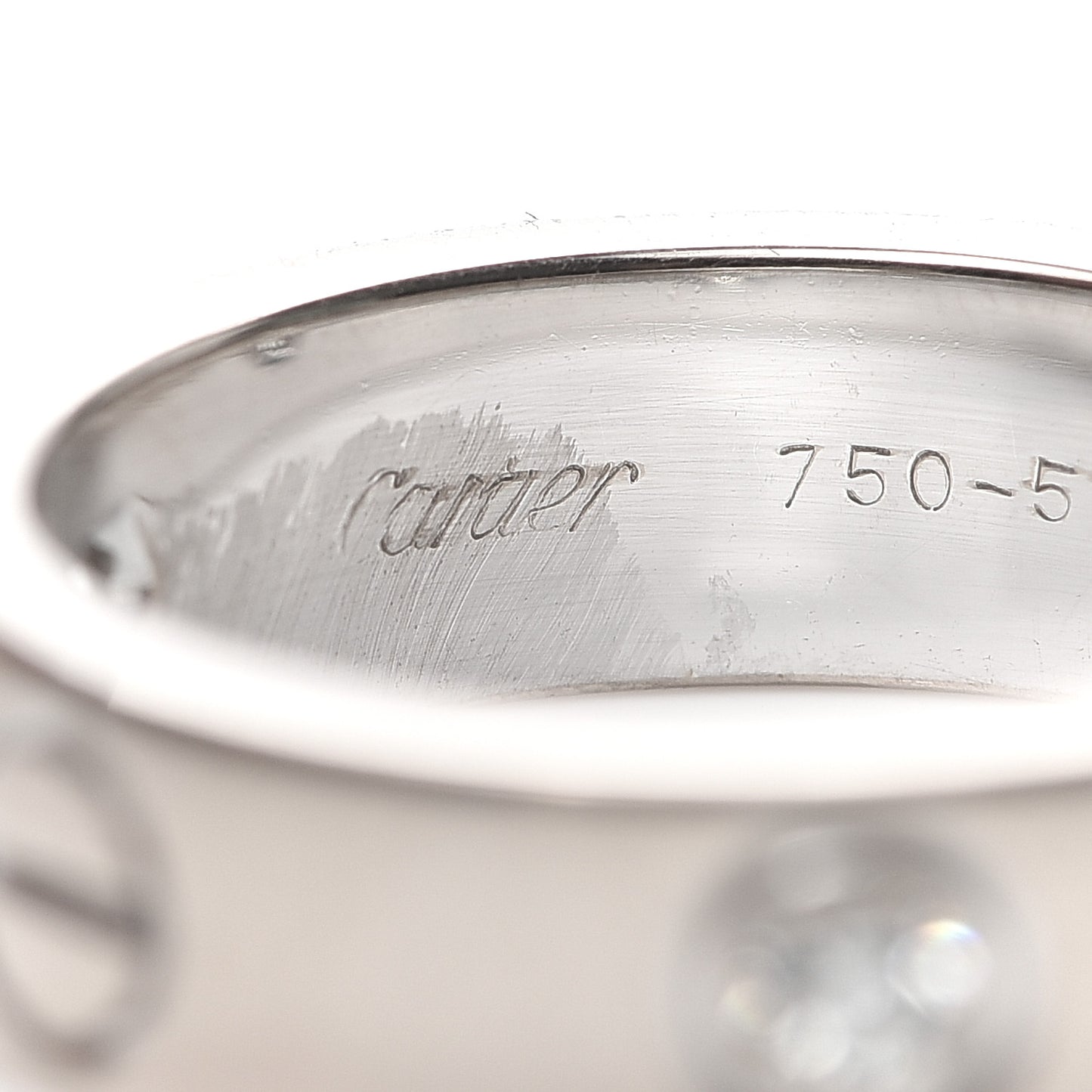 18K White Gold 3 Diamond 5.5mm LOVE Ring 51 5.75