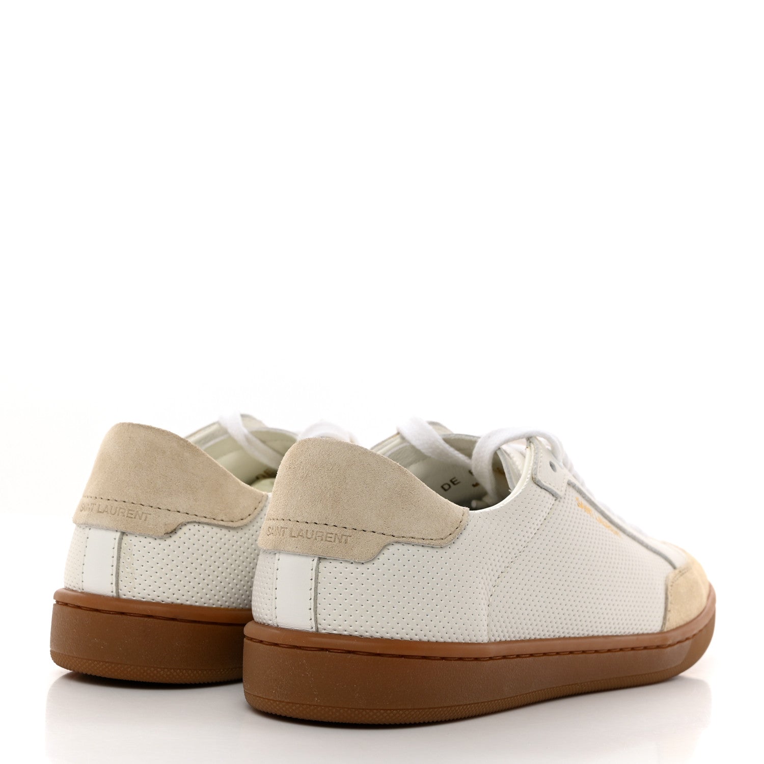 Saint Laurent Calfskin Perforated Suede SL10 Court Classic Low Top Sneakers 37 White 4 of 9