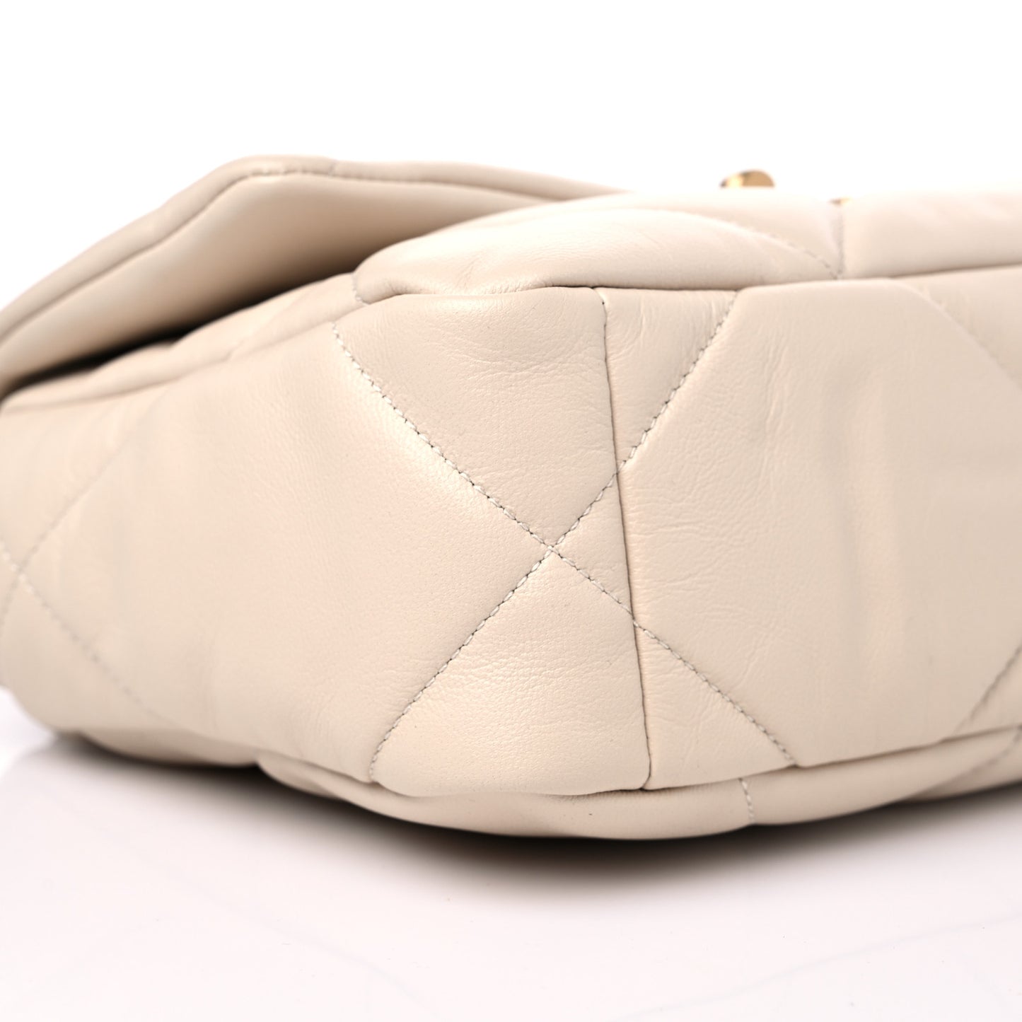 Goatskin Quilted Medium Chanel 19 Flap Beige