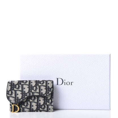 Christian Dior Oblique Saddle Card Holder Blue 8 of 8