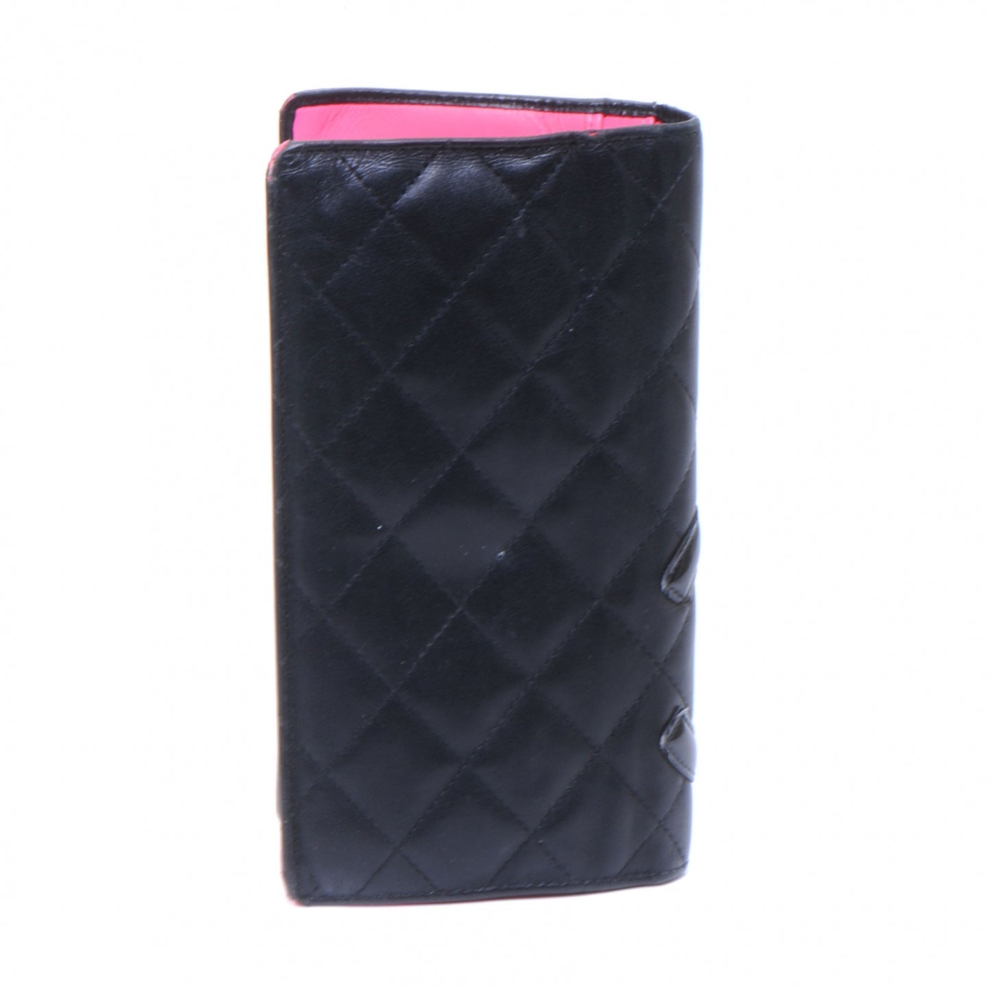 Calfskin Quilted Cambon Yen Wallet Black